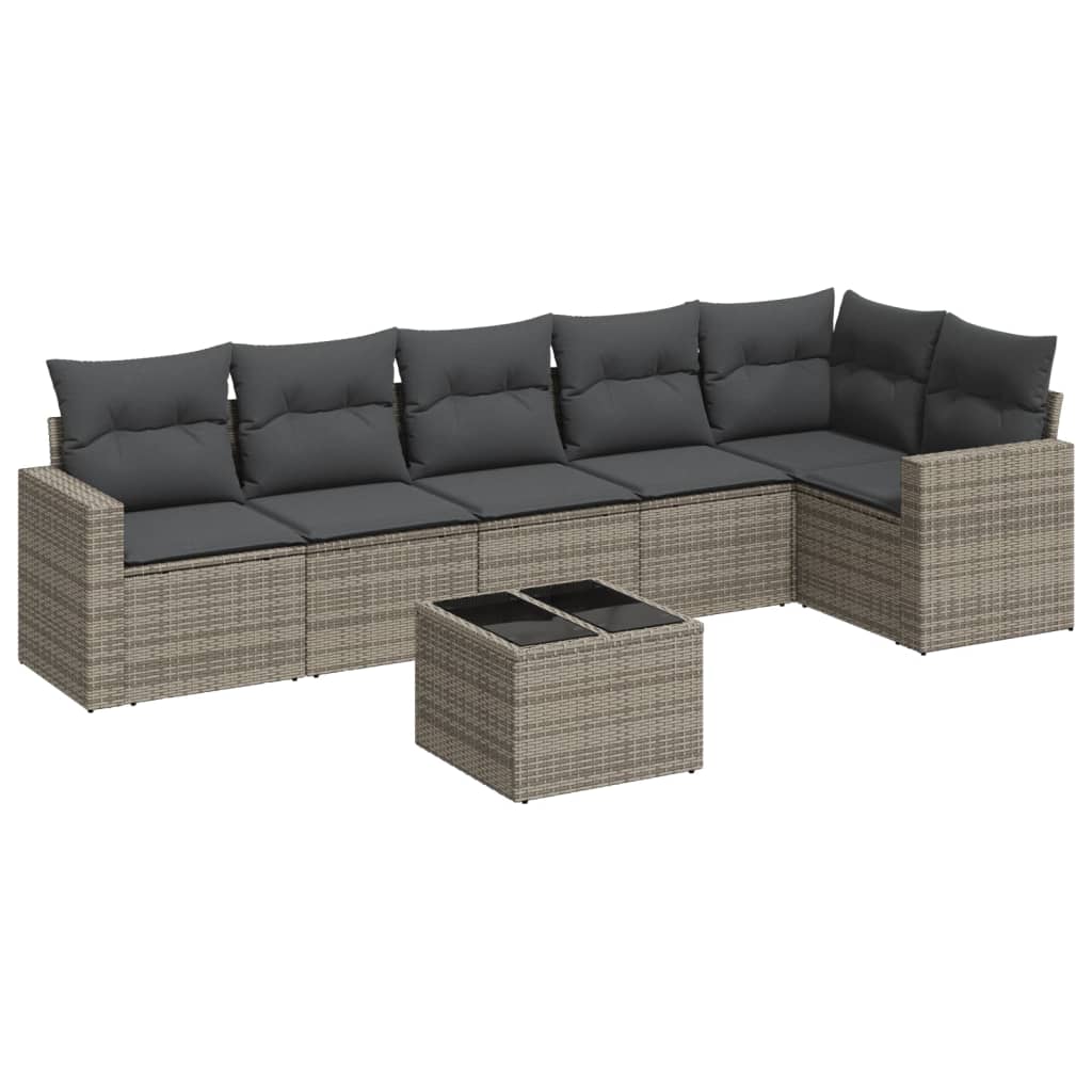 7-delige Loungeset met kussens poly rattan grijs is nu te koop bij PeponiXL, paradijselijk wonen!