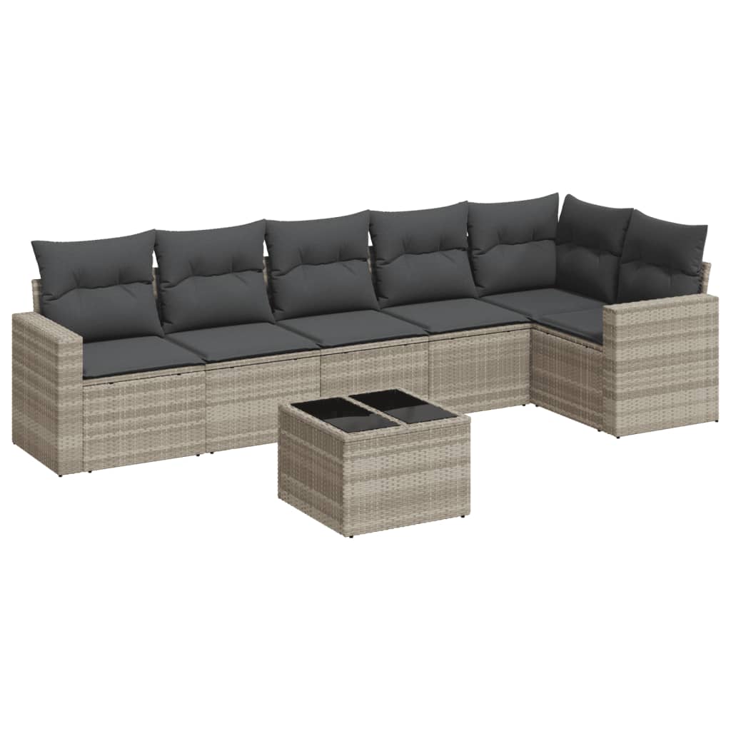 7-delige Loungeset met kussens poly rattan lichtgrijs is nu te koop bij PeponiXL, paradijselijk wonen!