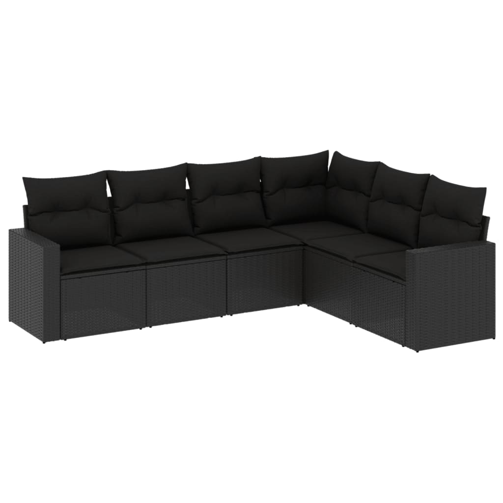 6-delige Loungeset met kussens poly rattan zwart is nu te koop bij PeponiXL, paradijselijk wonen!