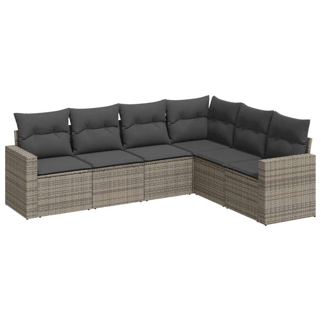 6-delige Loungeset met kussens poly rattan grijs is nu te koop bij PeponiXL, paradijselijk wonen!