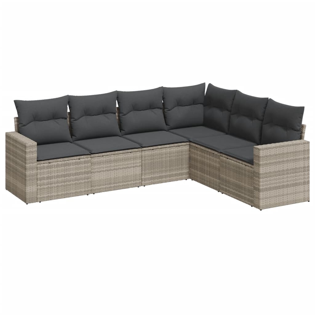 6-delige Loungeset met kussens poly rattan lichtgrijs is nu te koop bij PeponiXL, paradijselijk wonen!