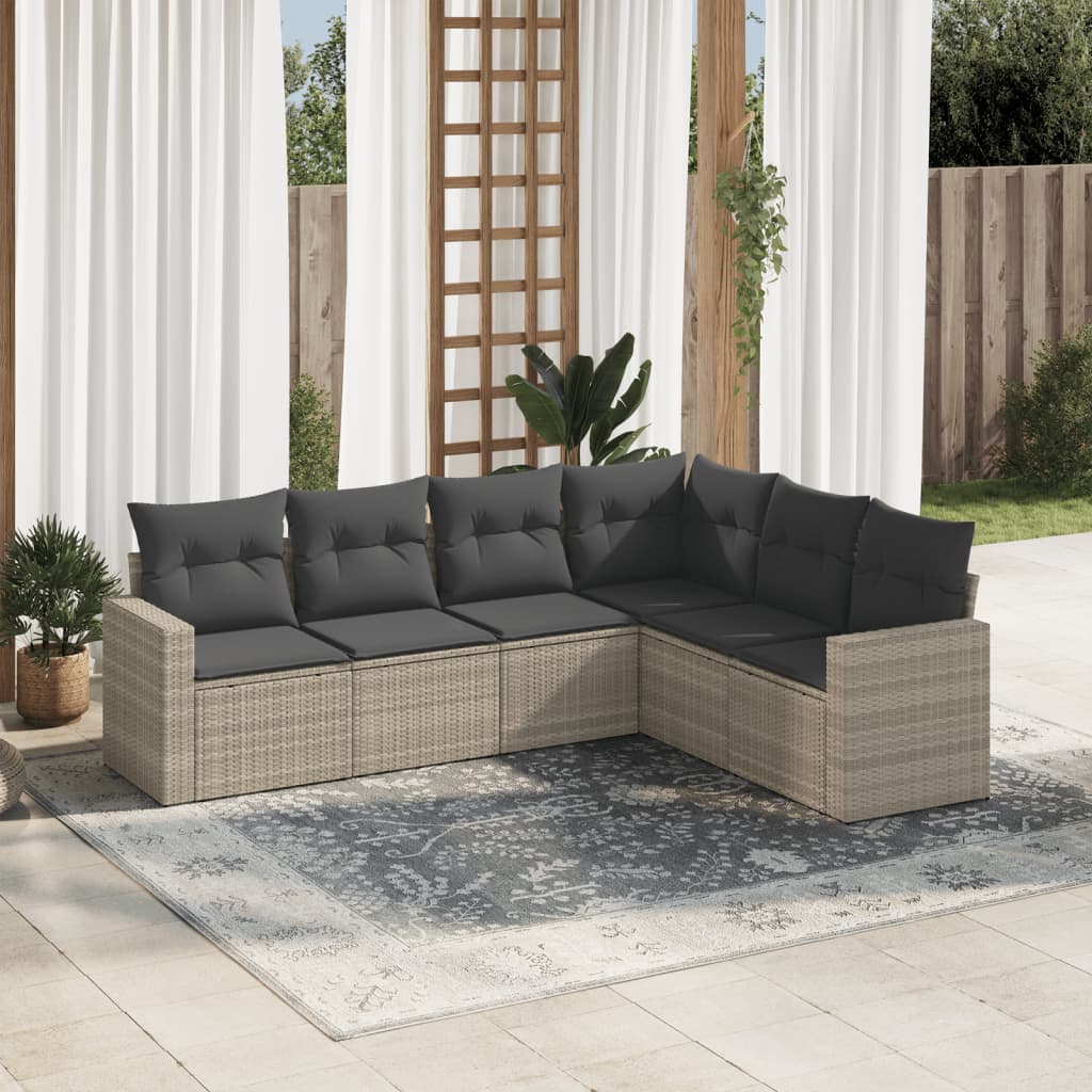 6-delige Loungeset met kussens poly rattan lichtgrijs is nu te koop bij PeponiXL, paradijselijk wonen!