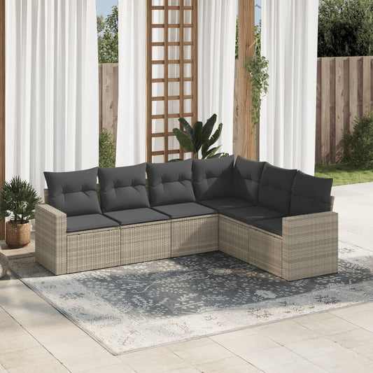 6-delige Loungeset met kussens poly rattan lichtgrijs is nu te koop bij PeponiXL, paradijselijk wonen!
