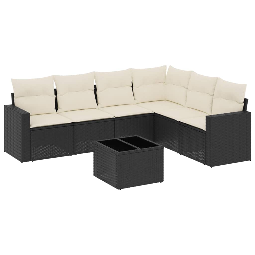 7-delige Loungeset met kussens poly rattan zwart is nu te koop bij PeponiXL, paradijselijk wonen!