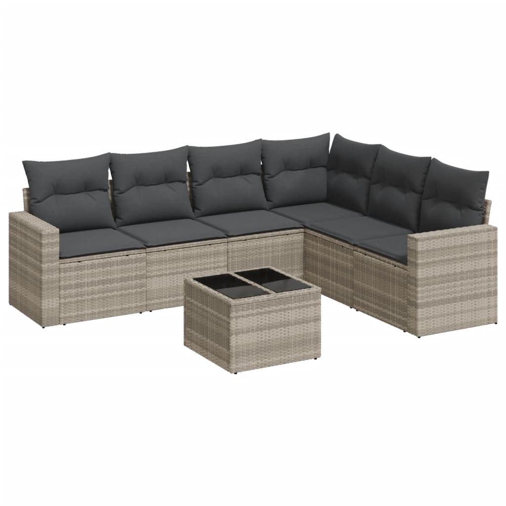 7-delige Loungeset met kussens poly rattan lichtgrijs is nu te koop bij PeponiXL, paradijselijk wonen!