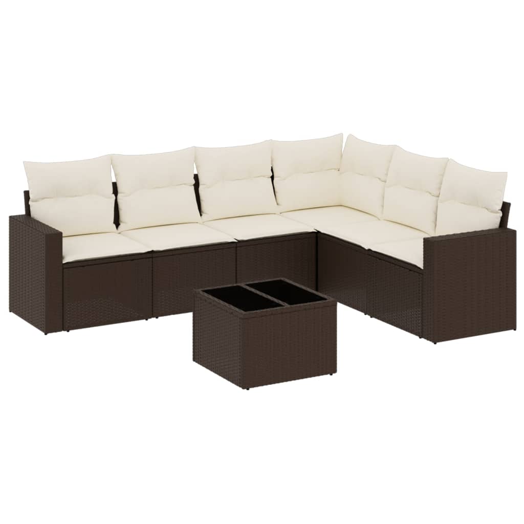 7-delige Loungeset met kussens poly rattan bruin is nu te koop bij PeponiXL, paradijselijk wonen!