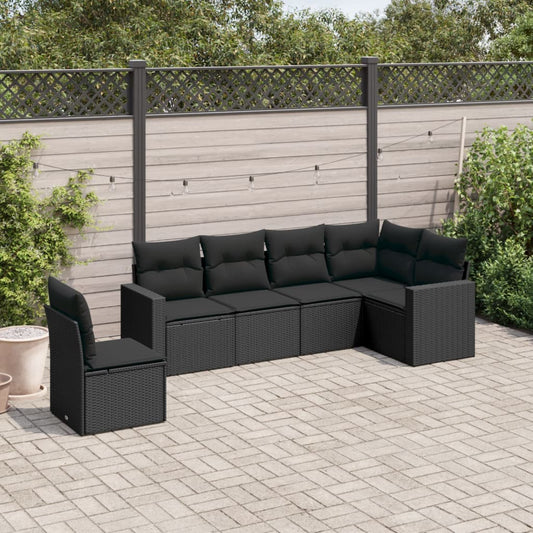 6-delige Loungeset met kussens poly rattan zwart is nu te koop bij PeponiXL, paradijselijk wonen!