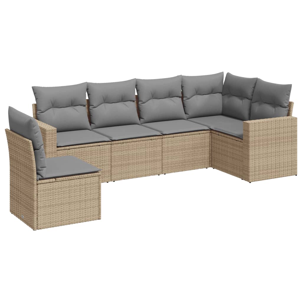 6-delige Loungeset met kussens poly rattan beige is nu te koop bij PeponiXL, paradijselijk wonen!