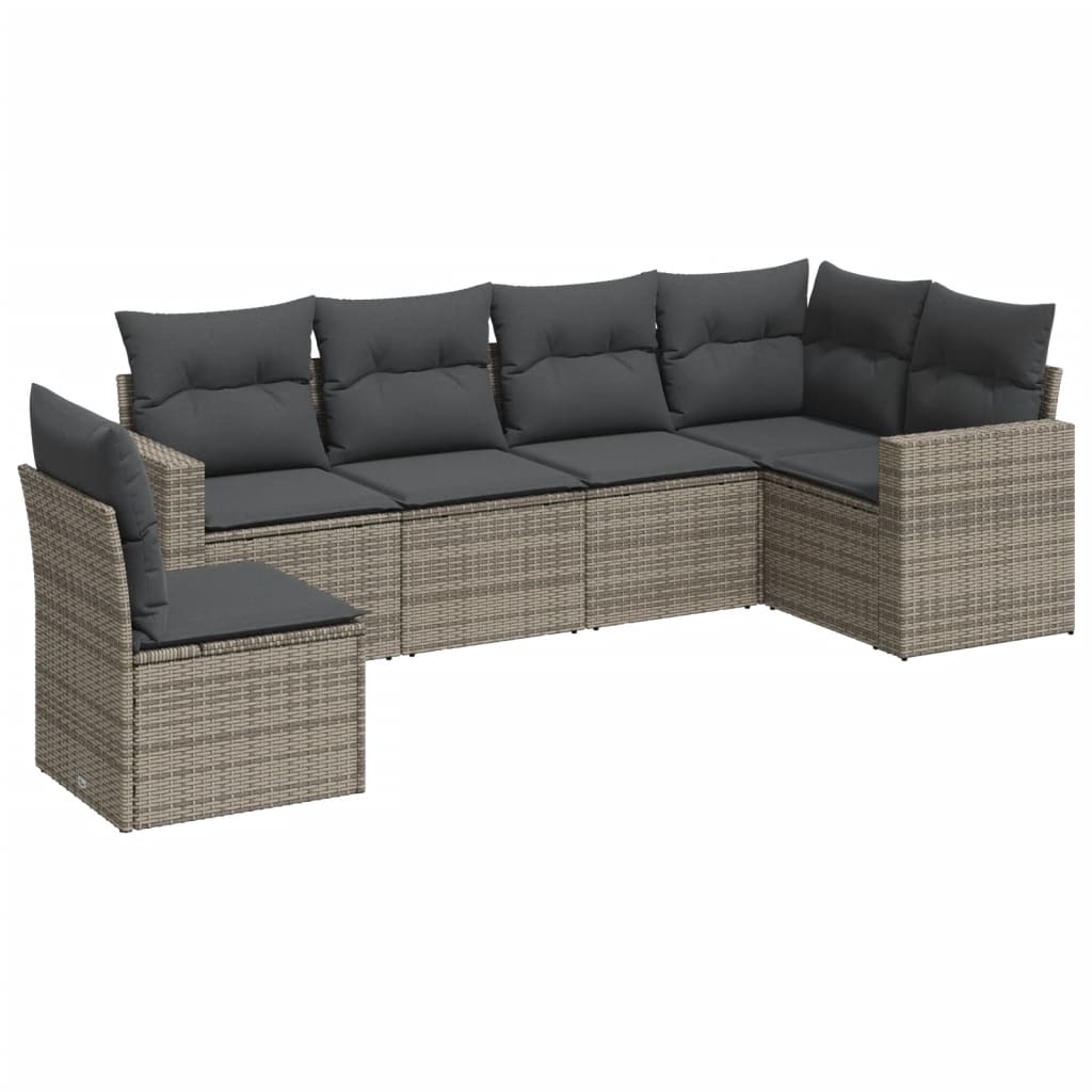 6-delige Loungeset met kussens poly rattan grijs is nu te koop bij PeponiXL, paradijselijk wonen!