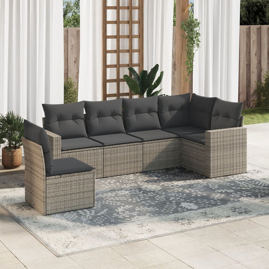 6-delige Loungeset met kussens poly rattan grijs is nu te koop bij PeponiXL, paradijselijk wonen!