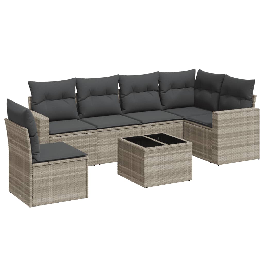 7-delige Loungeset met kussens poly rattan lichtgrijs is nu te koop bij PeponiXL, paradijselijk wonen!