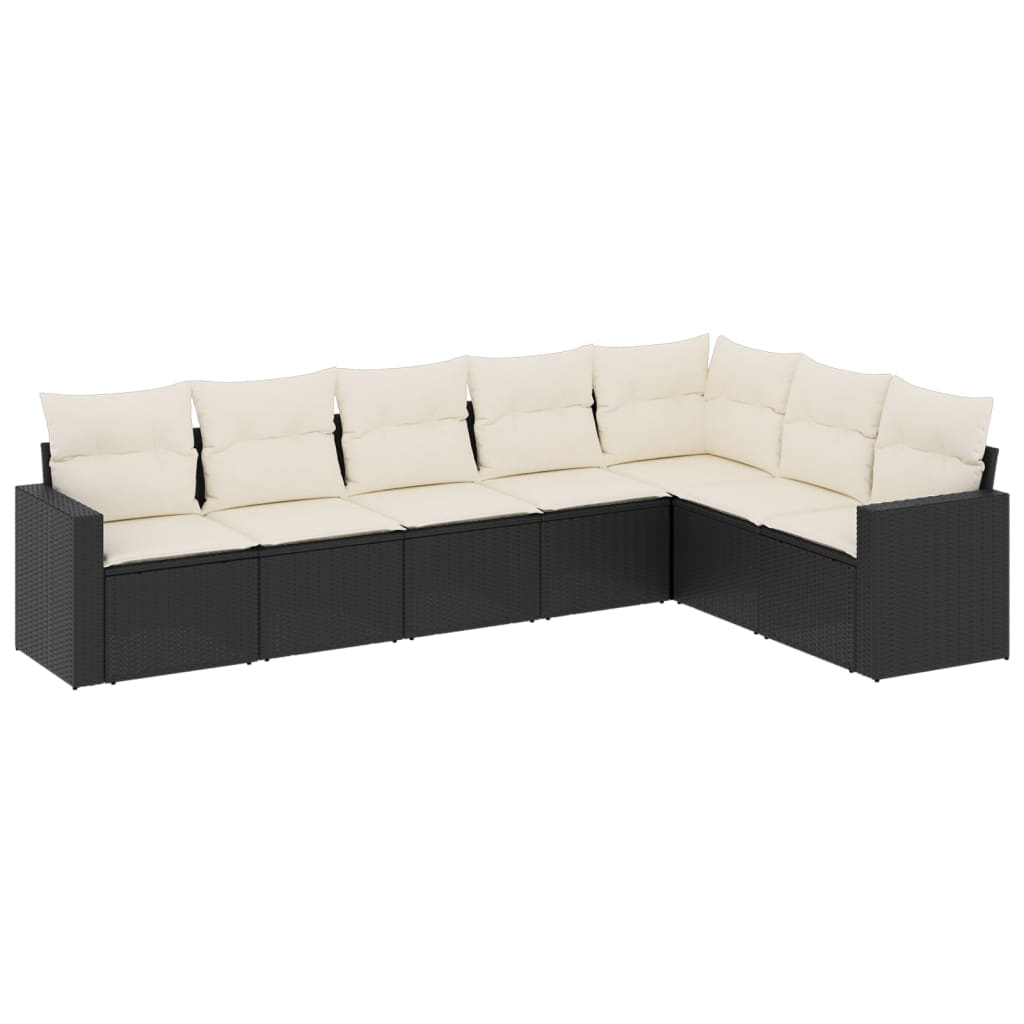 7-delige Loungeset met kussens poly rattan zwart is nu te koop bij PeponiXL, paradijselijk wonen!