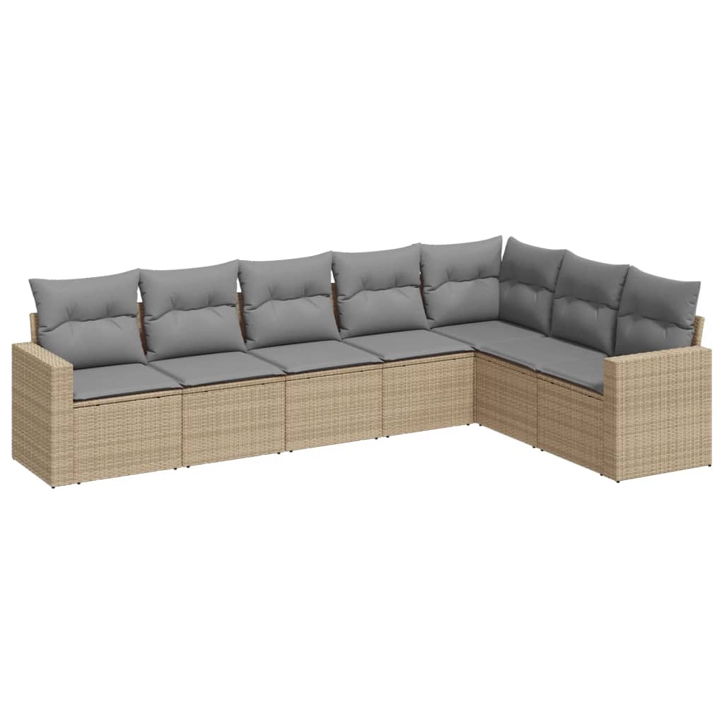 7-delige Loungeset met kussens poly rattan beige is nu te koop bij PeponiXL, paradijselijk wonen!