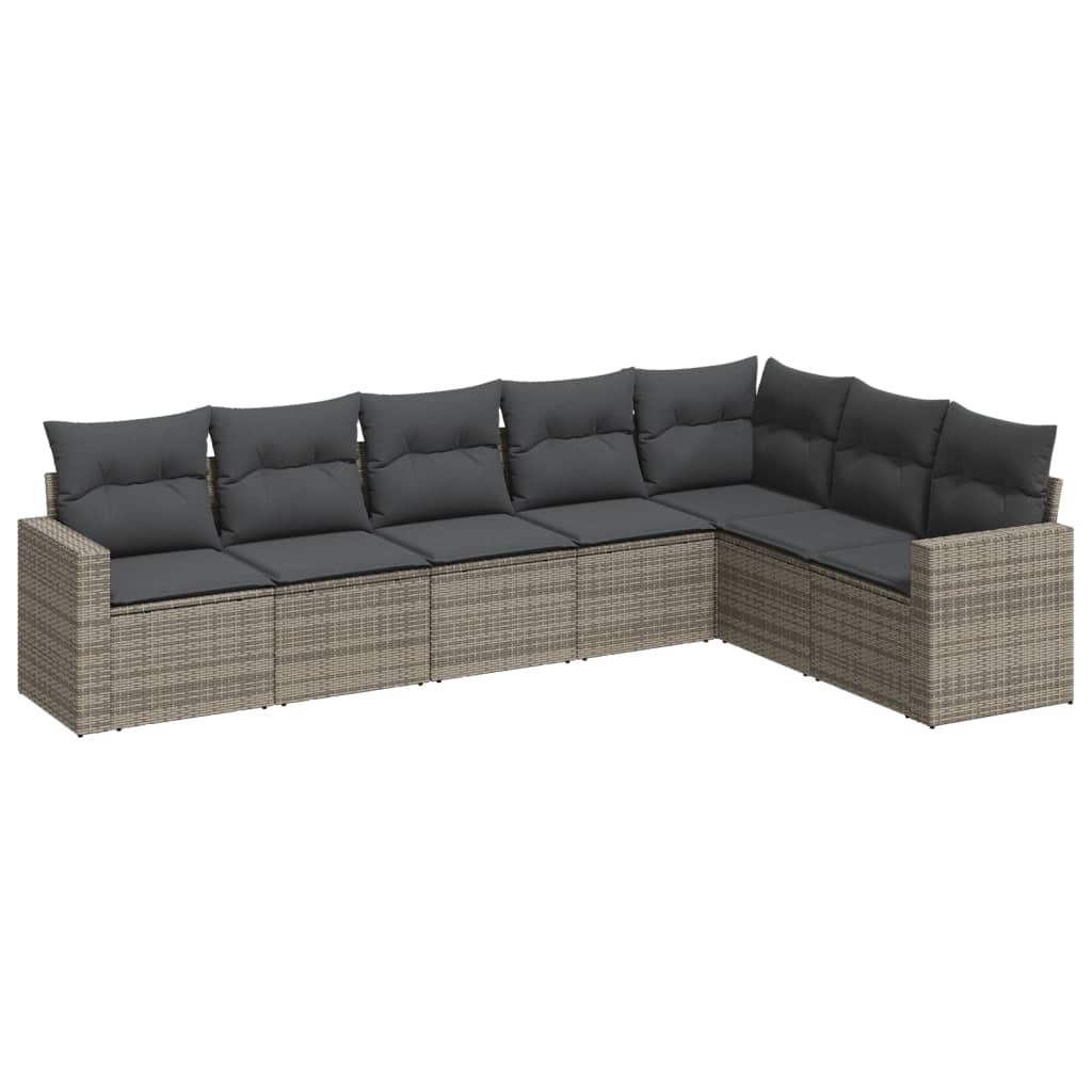 7-delige Loungeset met kussens poly rattan grijs is nu te koop bij PeponiXL, paradijselijk wonen!