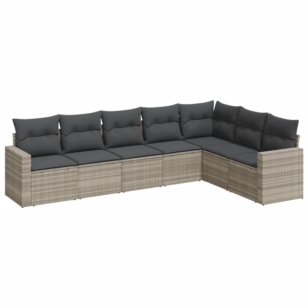 7-delige Loungeset met kussens poly rattan lichtgrijs is nu te koop bij PeponiXL, paradijselijk wonen!