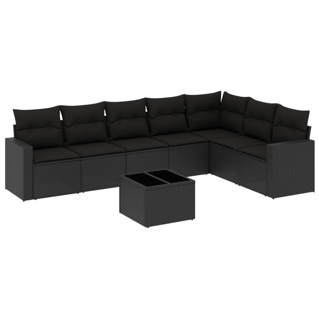 8-delige Loungeset met kussens poly rattan zwart is nu te koop bij PeponiXL, paradijselijk wonen!