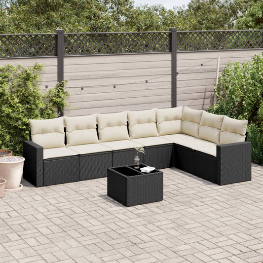 8-delige Loungeset met kussens poly rattan zwart is nu te koop bij PeponiXL, paradijselijk wonen!