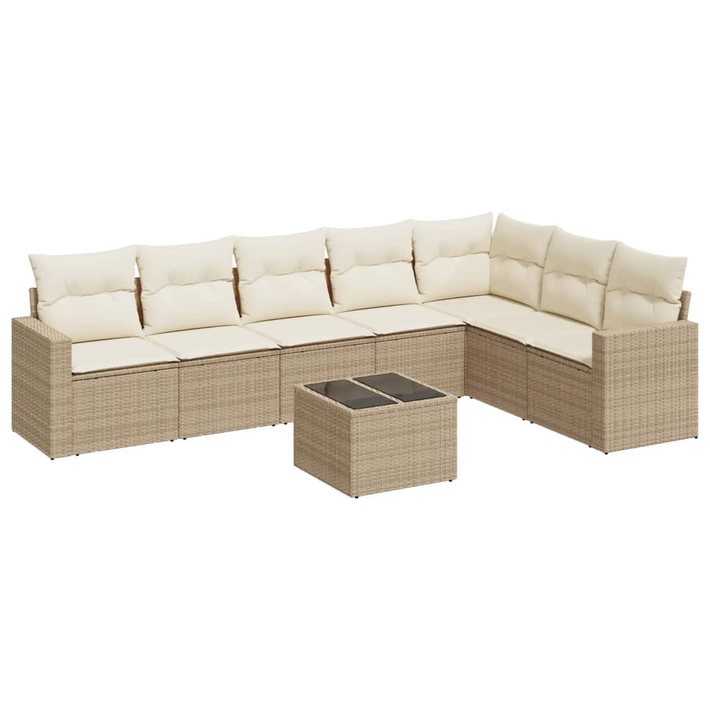 8-delige Loungeset met kussens poly rattan beige is nu te koop bij PeponiXL, paradijselijk wonen!