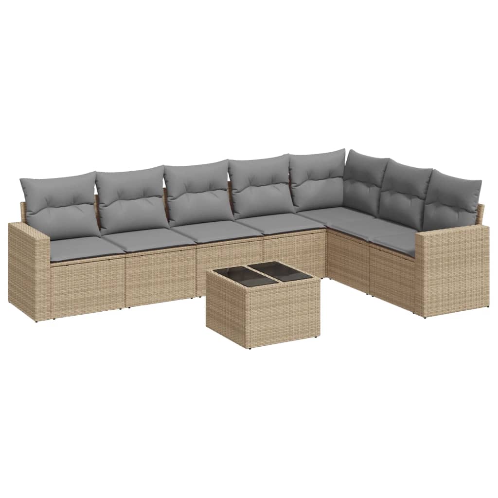 8-delige Loungeset met kussens poly rattan beige is nu te koop bij PeponiXL, paradijselijk wonen!