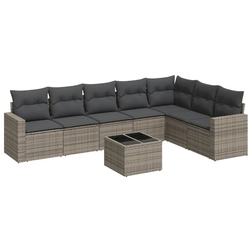 8-delige Loungeset met kussens poly rattan grijs is nu te koop bij PeponiXL, paradijselijk wonen!