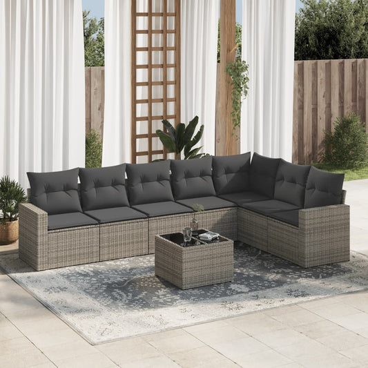 8-delige Loungeset met kussens poly rattan grijs is nu te koop bij PeponiXL, paradijselijk wonen!