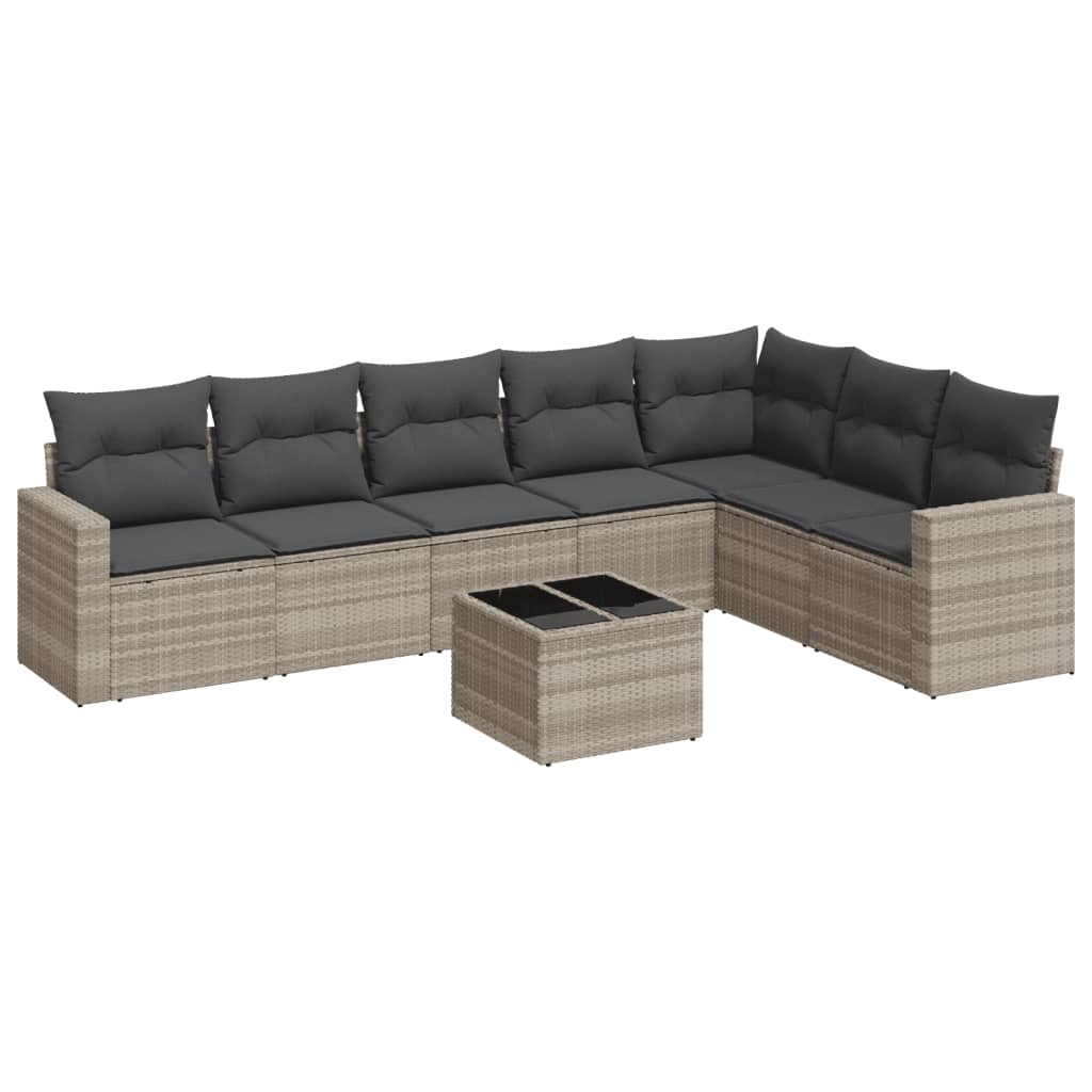 8-delige Loungeset met kussens poly rattan lichtgrijs is nu te koop bij PeponiXL, paradijselijk wonen!