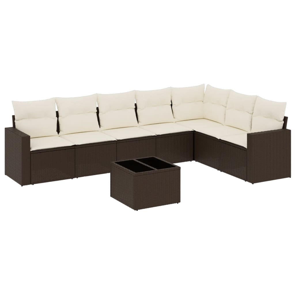 8-delige Loungeset met kussens poly rattan bruin is nu te koop bij PeponiXL, paradijselijk wonen!