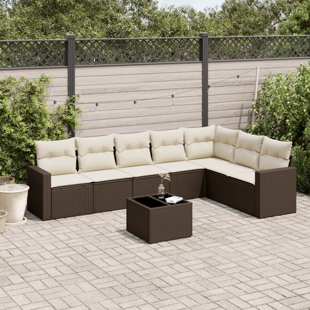 8-delige Loungeset met kussens poly rattan bruin is nu te koop bij PeponiXL, paradijselijk wonen!