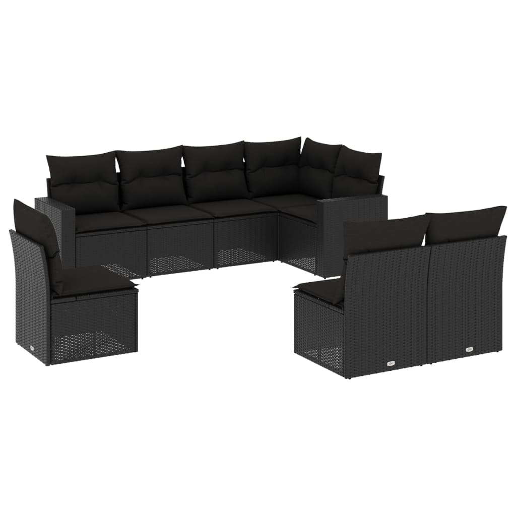 8-delige Loungeset met kussens poly rattan zwart is nu te koop bij PeponiXL, paradijselijk wonen!