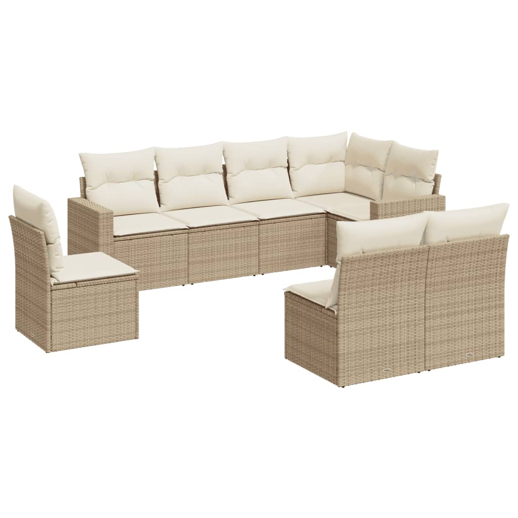 8-delige Loungeset met kussens poly rattan beige is nu te koop bij PeponiXL, paradijselijk wonen!