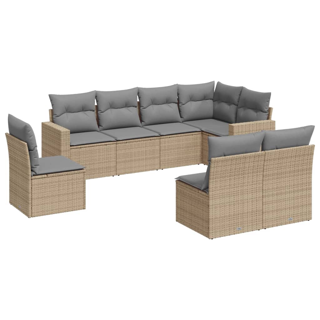 8-delige Loungeset met kussens poly rattan beige is nu te koop bij PeponiXL, paradijselijk wonen!