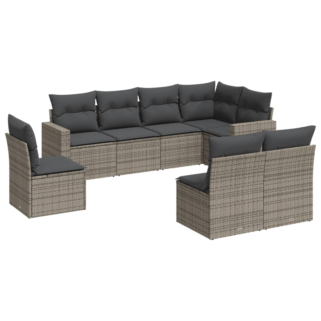 8-delige Loungeset met kussens poly rattan grijs is nu te koop bij PeponiXL, paradijselijk wonen!