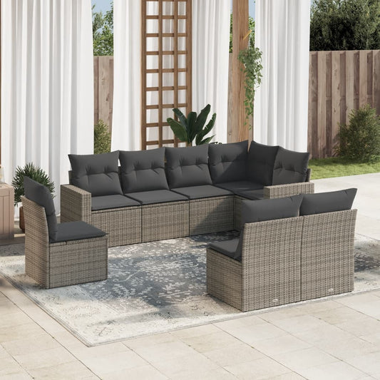 8-delige Loungeset met kussens poly rattan grijs is nu te koop bij PeponiXL, paradijselijk wonen!