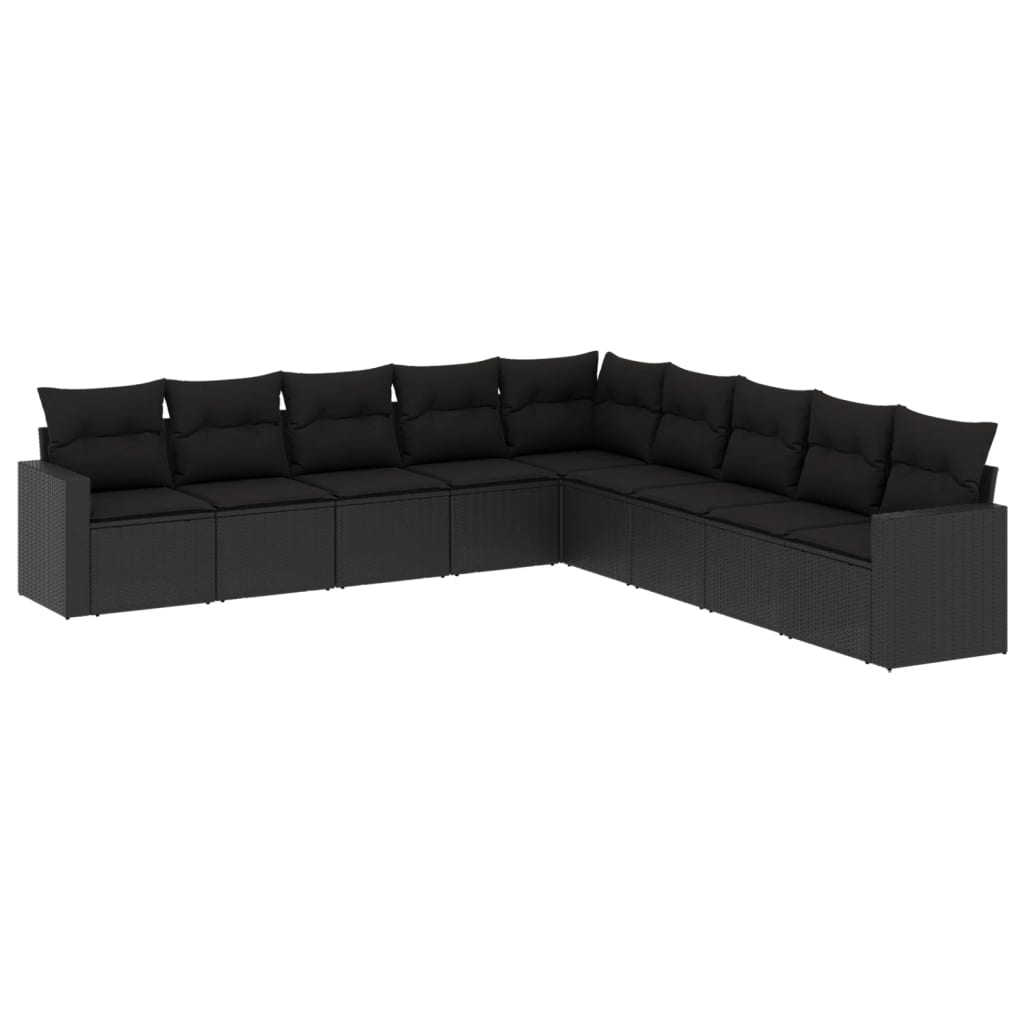 9-delige Loungeset met kussens poly rattan zwart is nu te koop bij PeponiXL, paradijselijk wonen!