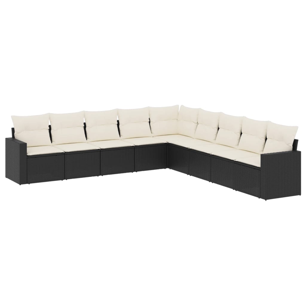 9-delige Loungeset met kussens poly rattan zwart is nu te koop bij PeponiXL, paradijselijk wonen!