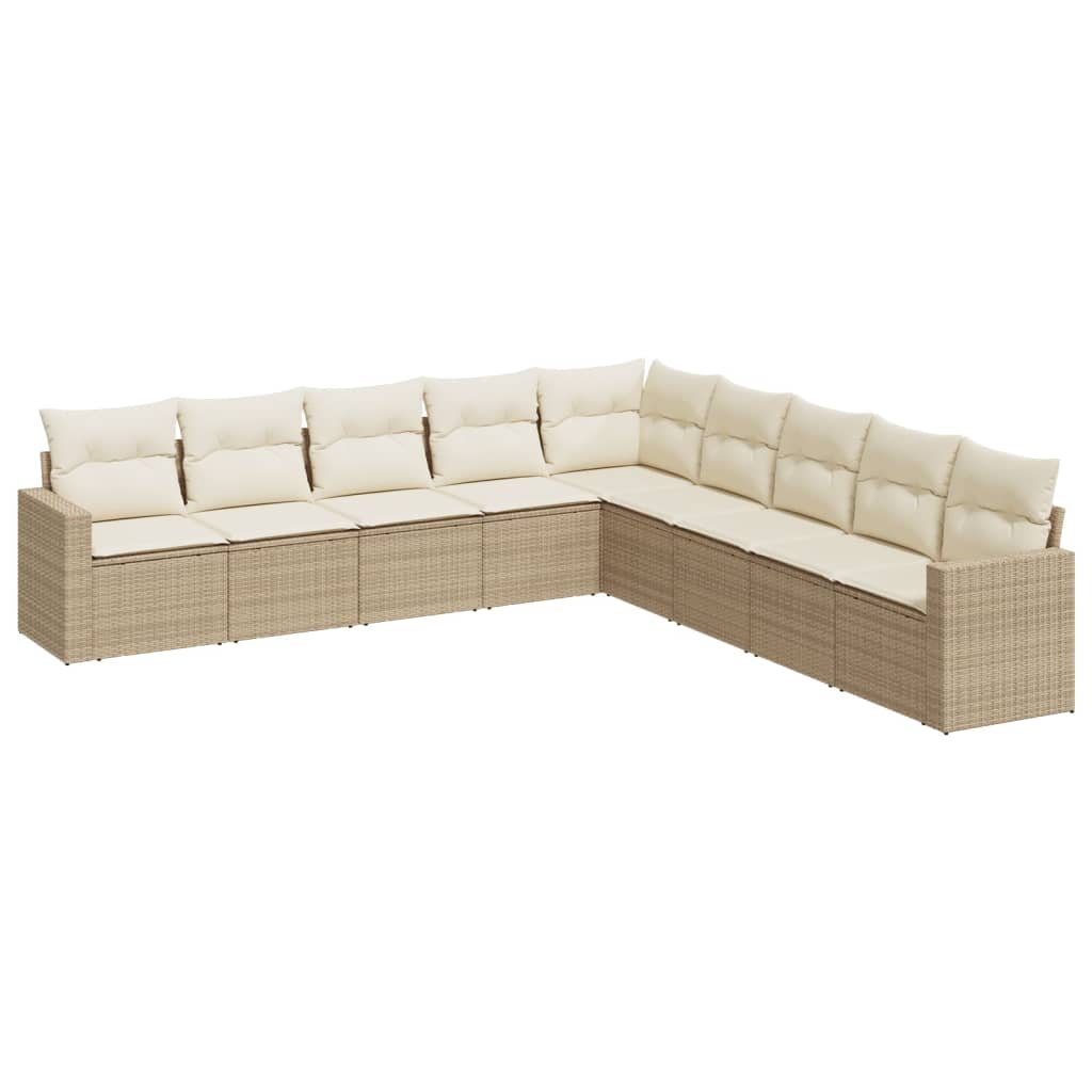 9-delige Loungeset met kussens poly rattan beige is nu te koop bij PeponiXL, paradijselijk wonen!