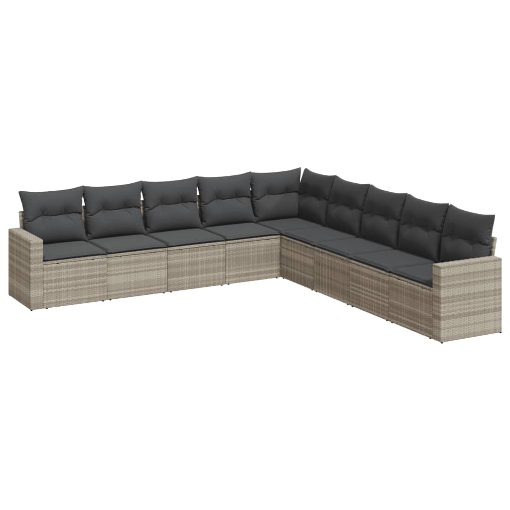 9-delige Loungeset met kussens poly rattan lichtgrijs is nu te koop bij PeponiXL, paradijselijk wonen!