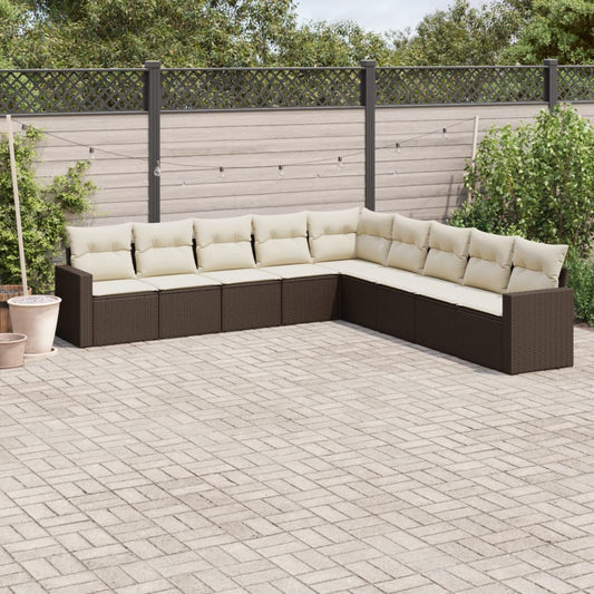 9-delige Loungeset met kussens poly rattan bruin is nu te koop bij PeponiXL, paradijselijk wonen!