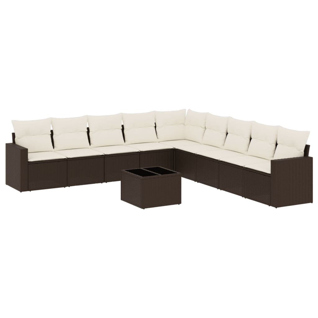 10-delige Loungeset met kussens poly rattan bruin is nu te koop bij PeponiXL, paradijselijk wonen!