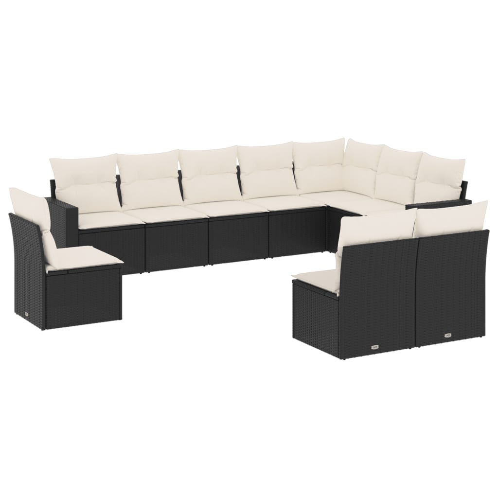 10-delige Loungeset met kussens poly rattan zwart is nu te koop bij PeponiXL, paradijselijk wonen!