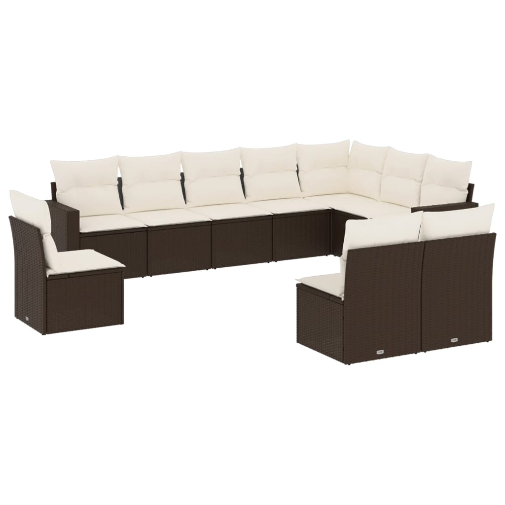 10-delige Loungeset met kussens poly rattan bruin is nu te koop bij PeponiXL, paradijselijk wonen!