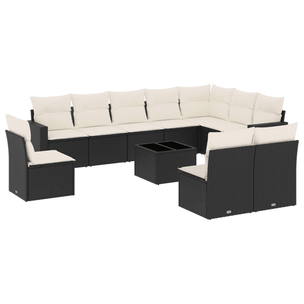 11-delige Loungeset met kussens poly rattan zwart is nu te koop bij PeponiXL, paradijselijk wonen!