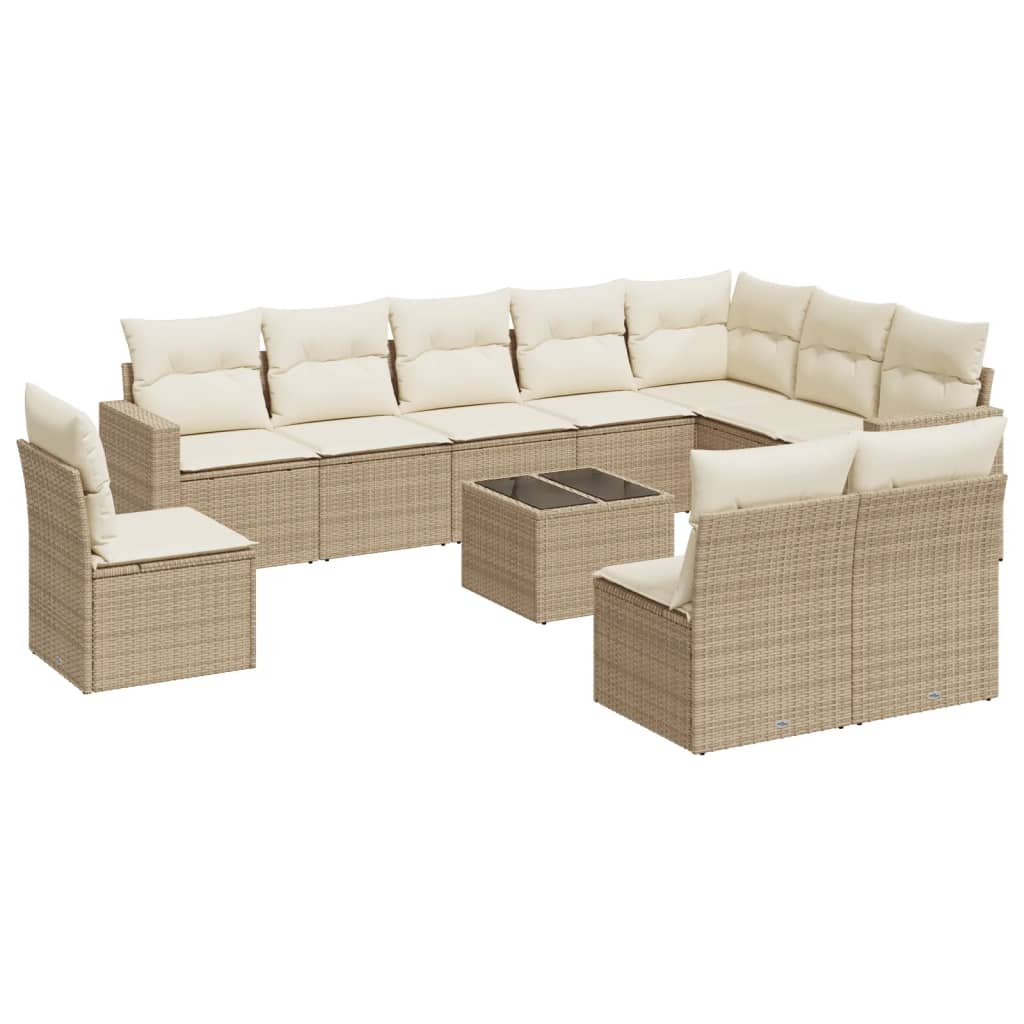 11-delige Tuinset met kussens poly rattan beige is nu te koop bij PeponiXL, paradijselijk wonen!