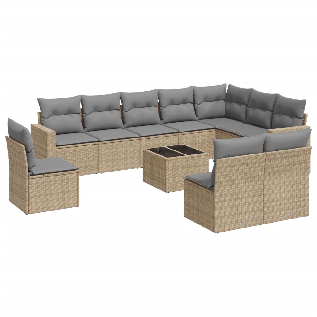 11-delige Tuinset met kussens poly rattan beige is nu te koop bij PeponiXL, paradijselijk wonen!
