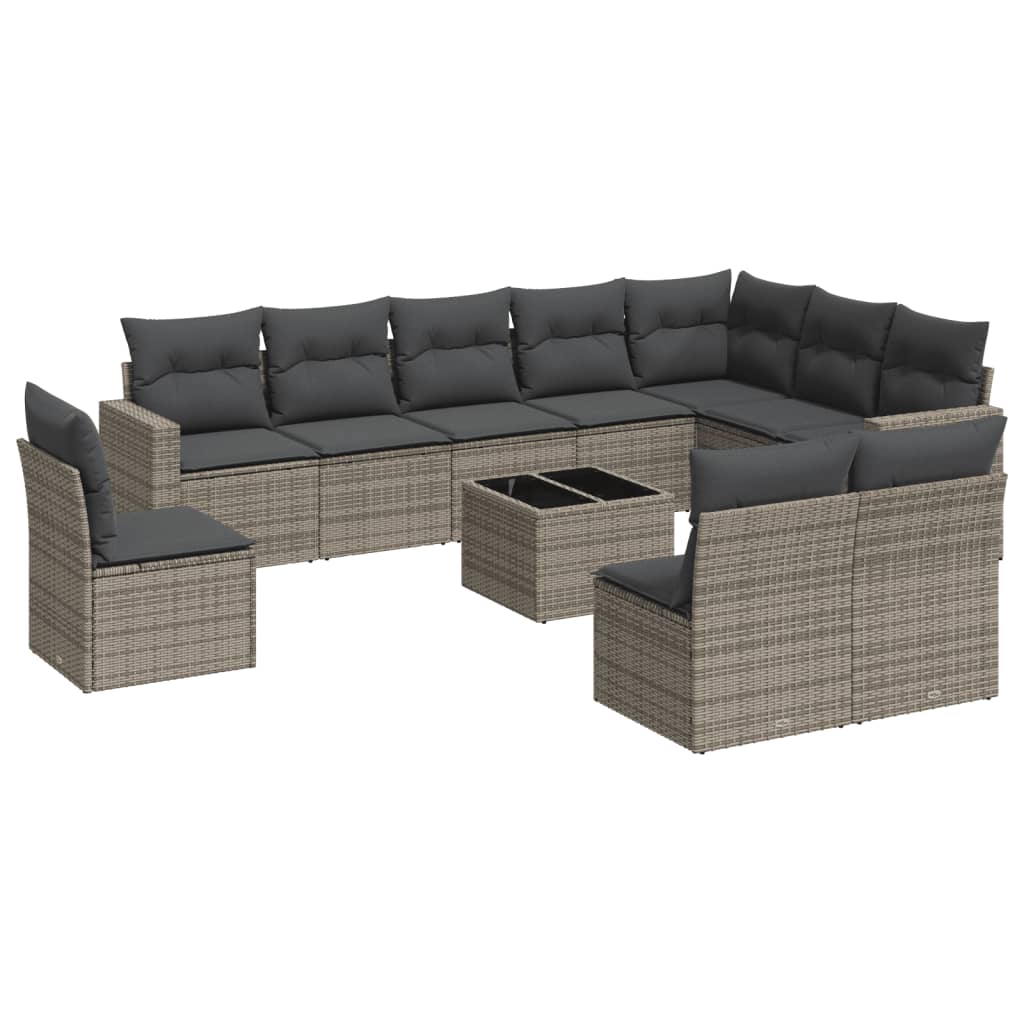 11-delige Loungeset met kussens poly rattan grijs is nu te koop bij PeponiXL, paradijselijk wonen!