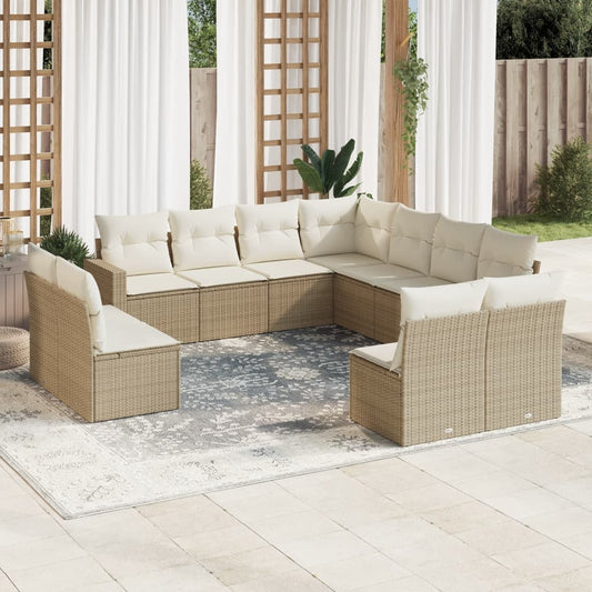 11-delige Tuinset met kussens poly rattan beige is nu te koop bij PeponiXL, paradijselijk wonen!