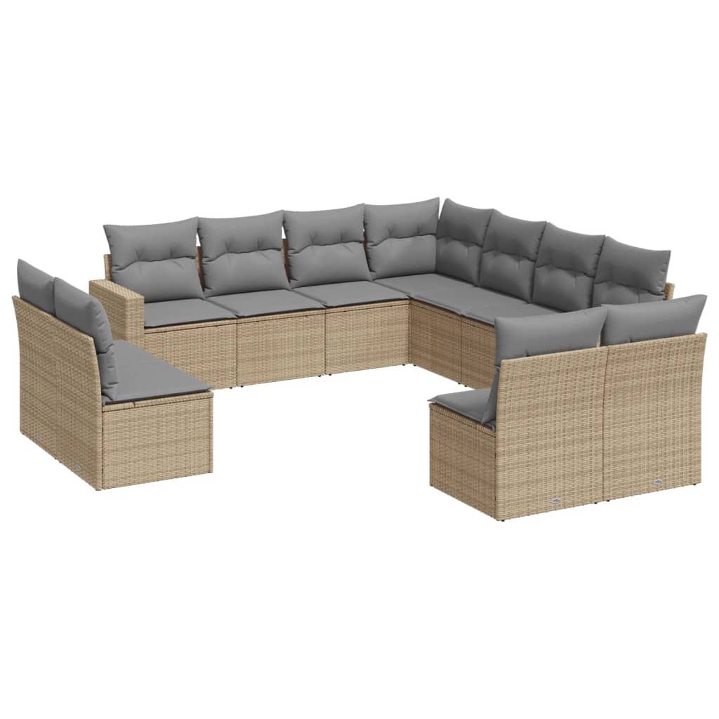 11-delige Tuinset met kussens poly rattan beige is nu te koop bij PeponiXL, paradijselijk wonen!