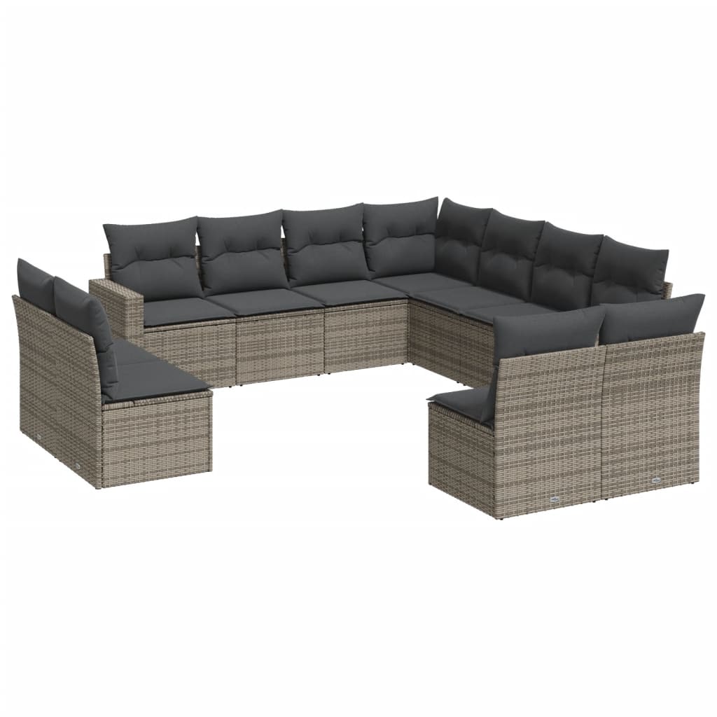 11-delige Loungeset met kussens poly rattan grijs is nu te koop bij PeponiXL, paradijselijk wonen!