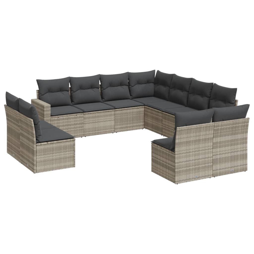 11-delige Loungeset met kussens poly rattan lichtgrijs is nu te koop bij PeponiXL, paradijselijk wonen!