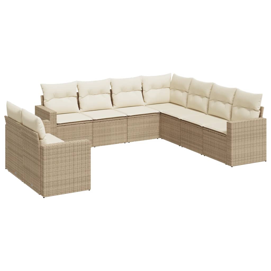 9-delige Loungeset met kussens poly rattan beige is nu te koop bij PeponiXL, paradijselijk wonen!